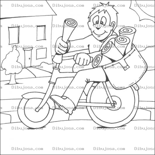 Dibujo para colorear Repartido De Peiodicos En Bicicleta Para Colorear