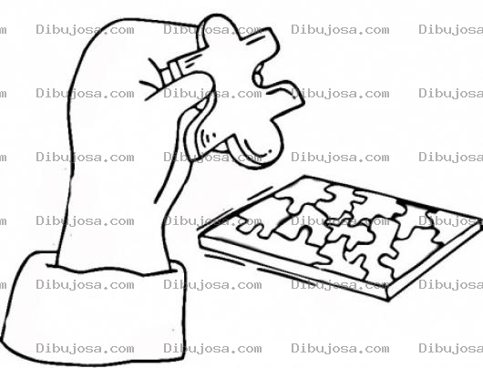 Dibujo para colorear Dibujo De Rompecabezas Para Pintar Y Colorear Una Mano Con Una Pieza De Rompe Cabezas