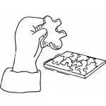 Dibujo para colorear Dibujo De Rompecabezas Para Pintar Y Colorear Una Mano Con Una Pieza De Rompe Cabezas