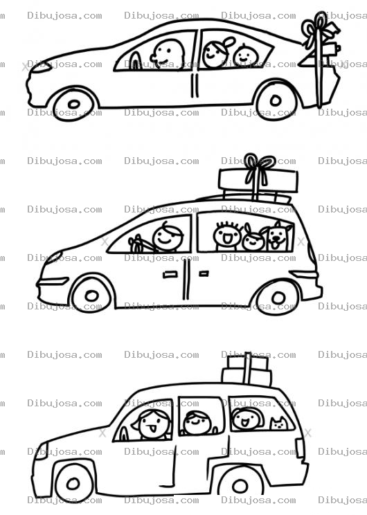 Dibujo para colorear Dibujo De Carros Con Familias De Vacaciones Para Colorear