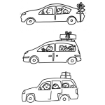 Dibujo para colorear Dibujo De Carros Con Familias De Vacaciones Para Colorear