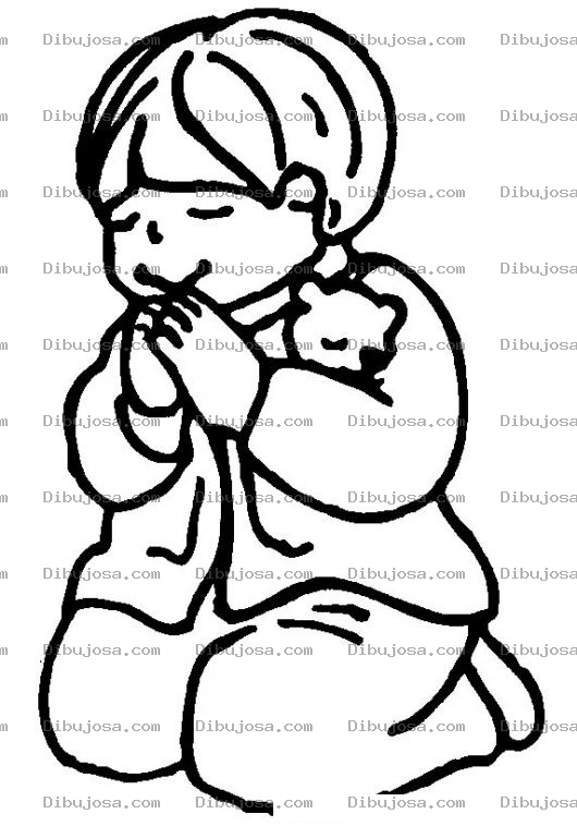 Dibujo para colorear Colorear a un ni o orando antes de dormir