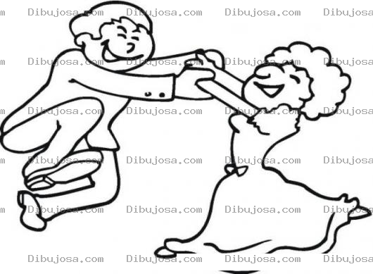 Dibujo para colorear Pareja Feliz Bailando Para Colorear