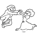 Dibujo para colorear Pareja Feliz Bailando Para Colorear