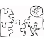 Dibujo para colorear Rompecabezas Gigantes Dibujo D Eun Hombre Armando Un Rompecabeza De 4 Piezas Para Pintar Y Colorear