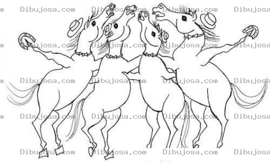 Dibujo para colorear Grupo De Caballos Cantando En Armonia Para Pintar Y Colorear Caballitos Cantores