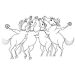 Dibujo para colorear Grupo De Caballos Cantando En Armonia Para Pintar Y Colorear Caballitos Cantores