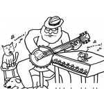 Dibujo para colorear Cantante De Blues Tocando El Banjo Para Pintar Y Colorear