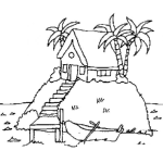 Dibujo para colorear Casita En Una Isla Para Pintar Y Colorear
