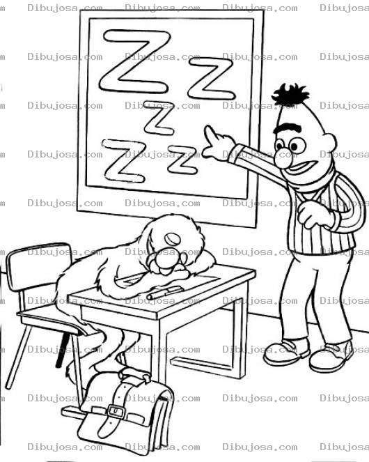 Dibujo para colorear Clase Aburrida Para Colorear Estudiante Durmiendo En Clase De Plaza Sesamo Para Pintar La Pereza Y El Aburrimiento Estudiantil
