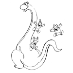 Dibujo para colorear Dinosaurio Amigable Dibujo De Ninos Jugando Con Un Dinosaurio Para Pintar Y Colorear