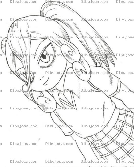 Dibujo para colorear Dibujo De Colegiala Con Falda De Cuadricula Para Pintar Y Colorear