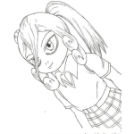 Dibujo para colorear Dibujo De Colegiala Con Falda De Cuadricula Para Pintar Y Colorear