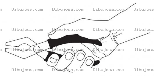 Dibujo para colorear Mano Con Alicate Para Pintar Y Colorear