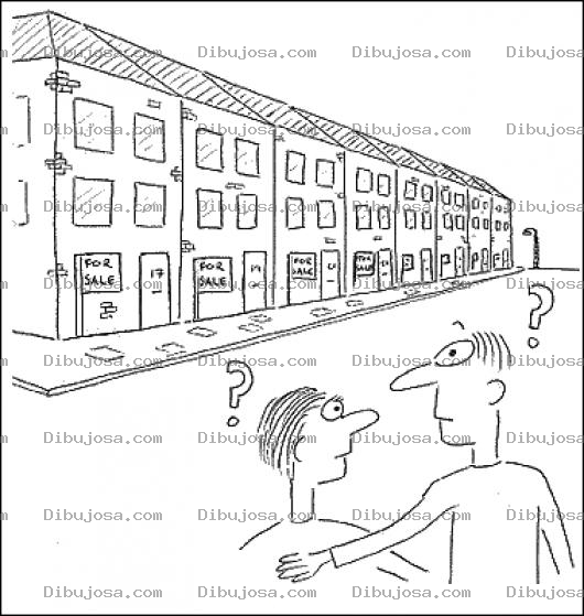 Dibujo para colorear Dibujo De Una Pareja Indecisa Sobre Que Casa Comprar Para Pintar Y Colorear