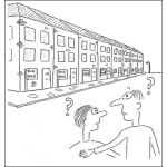 Dibujo para colorear Dibujo De Una Pareja Indecisa Sobre Que Casa Comprar Para Pintar Y Colorear