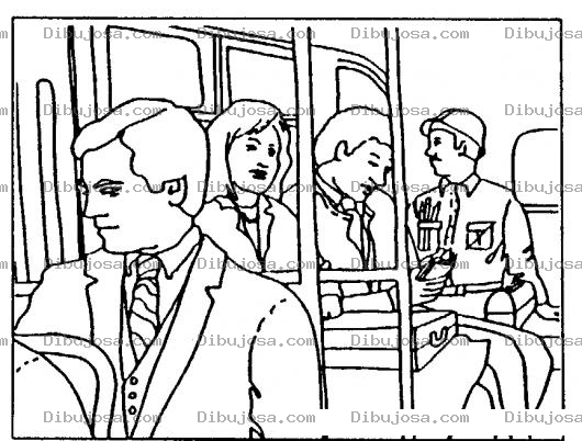 Dibujo para colorear Dibujo De Personas Viajando En Bus Para Pintar Y Colorear