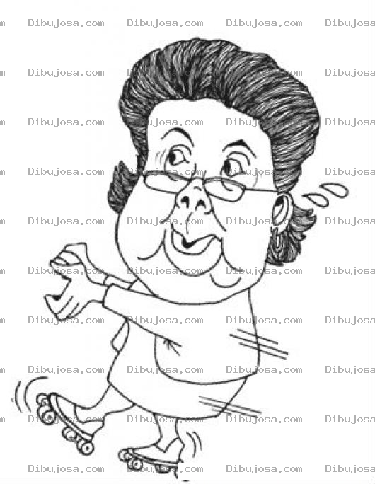Dibujo para colorear Dibujo De Vieja En Patines Para Pintar Y Colorear