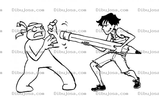 Dibujo para colorear Dibujo Amenazado Con Un Borrador Para Pintar Y Colorear