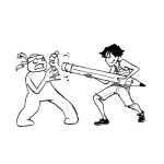 Dibujo para colorear Dibujo Amenazado Con Un Borrador Para Pintar Y Colorear