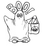 Dibujo para colorear Dibujo De Nino Con Disfraz De Fantasma Para Pintar Y Colorear Patojo Disfrazado De Fantasmita