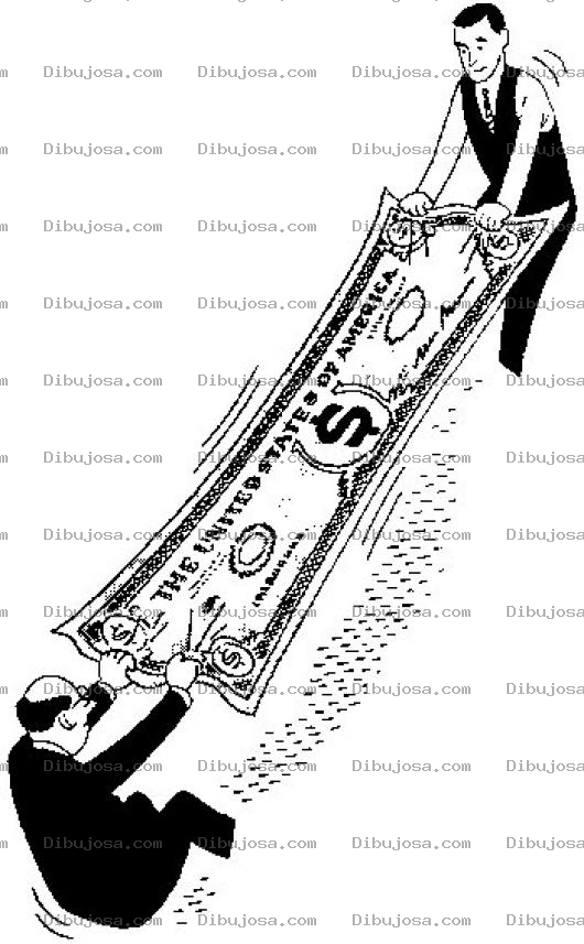 Dibujo para colorear Presupuesto Estirado Dibujo De Socios Estirando El Presupuesto Para Pintar Y Colorear Billete Estirado