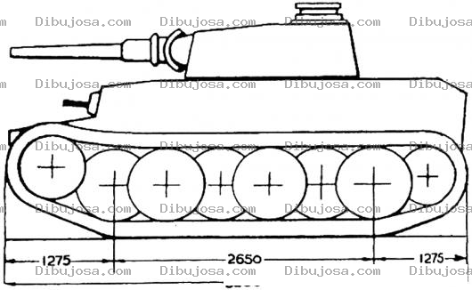Dibujo para colorear Tanque De Guerra Con Dimensiones Para Colorear
