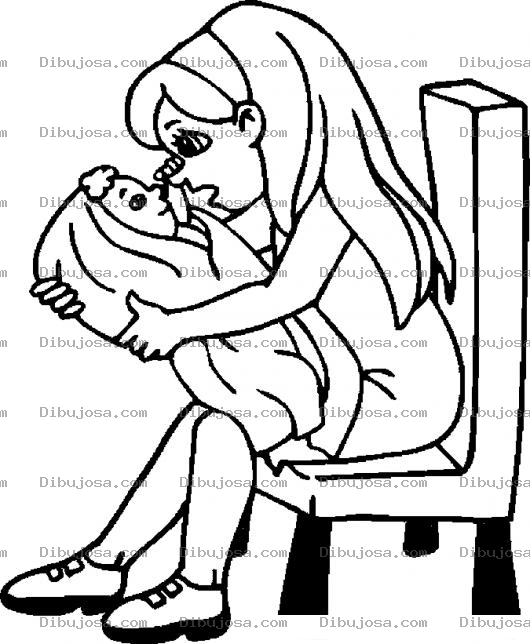 Dibujo para colorear Colorear Bebe agarrando la nariz de su mama