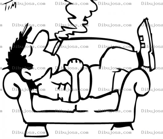 Dibujo para colorear Fumador Acostado Dibujo De Un Hombre Fumando En Un Sofa Para Pintar Y Colorear