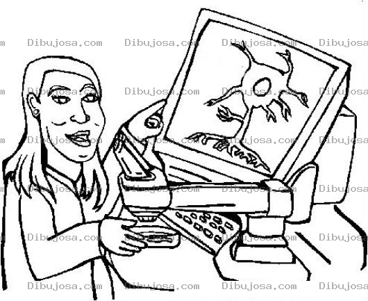 Dibujo para colorear Microscopio Computarizado Dibujo De Doctora Quimica Biologa Con Un Microscopio Con Computadora Para Pintar Y Colorear