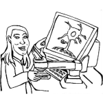 Dibujo para colorear Microscopio Computarizado Dibujo De Doctora Quimica Biologa Con Un Microscopio Con Computadora Para Pintar Y Colorear