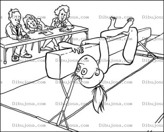 Dibujo para colorear Equivocacion De Una Gimnasta Dibujo De Una Gimansta Equivocandose En Una Competencia Olimpica Ante Los Jueces Para Pintar Y Colorear
