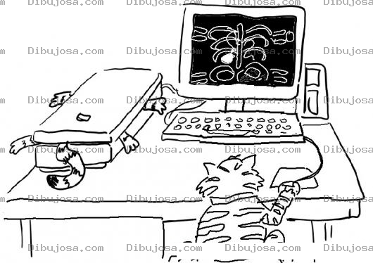 Dibujo para colorear Doctor Gato Con Maquina De Rayos X Para Pintar Y Colorear Gato Radiologo Con Scanner De Rayosx Del Doctogato