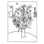 Dibujo para colorear Dibujo De Florero Con Flores En Una Sala Para Pintar Y Colorear