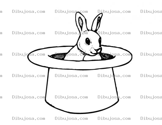 Dibujo para colorear Conejo De Mago Para Pintar Dibujo De Un Un Conejito En El Sombrero De Un Mago Para Colorear
