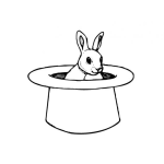 Dibujo para colorear Conejo De Mago Para Pintar Dibujo De Un Un Conejito En El Sombrero De Un Mago Para Colorear