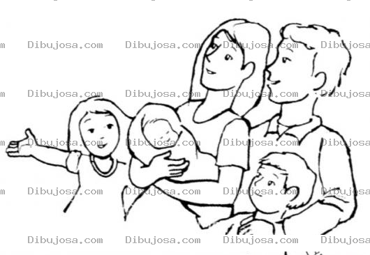 Dibujo para colorear Familia Integrada Dibujo De Una Familia De 5 Integrantes Para Pintar Y Colorear Papas Con Tres Hijos