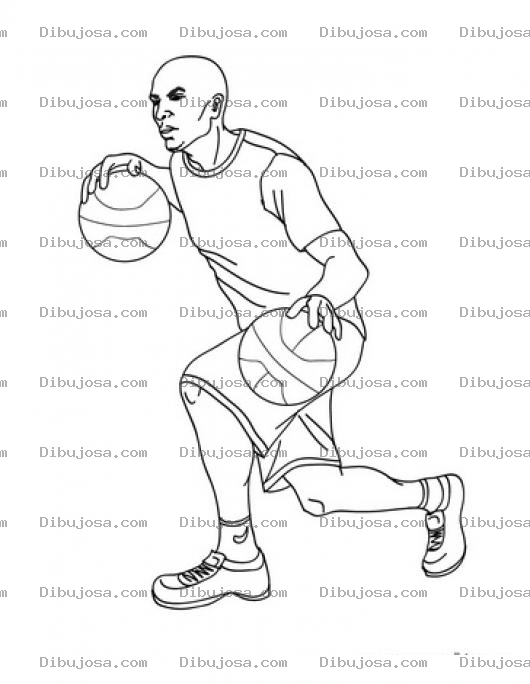 Dibujo para colorear Colorear jugador de basquet rebotando 2 pelotas