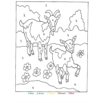 Dibujo para colorear Dibujo De Cabrita Con Su Mama Para Pintar Y Colorear Por Colores En Ingles Dibujo De 5 Colores Asi 1azul 2verde 5amarillo 4cafe Y 5rojo