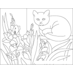 Dibujo para colorear Dibujo De Gato En El Jardin Para Pintar Y Colorear