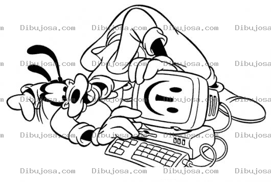 Dibujo para colorear Dibujo De Gufy Chateando En Un A Computadora Para Pintar Y Colorear Emoticon (-: De Carita Feliz :-)