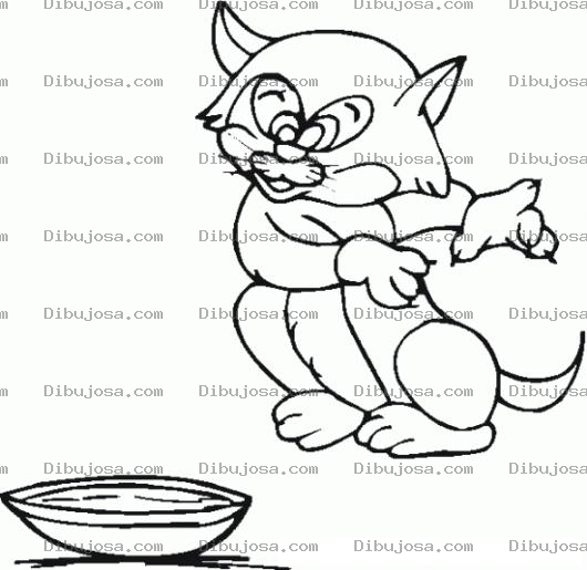 Dibujo para colorear Gato Hambriento Dibujo De Gato Sin Comida Para Pintar Y Colorear