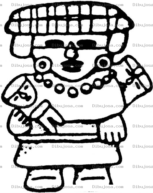 Dibujo para colorear Dibujo Maya De Un Nina Maya Con Un Muneco Para Pintar Y Colorear Dibujo Aztecamaya Mayaazteca Del Baktun13