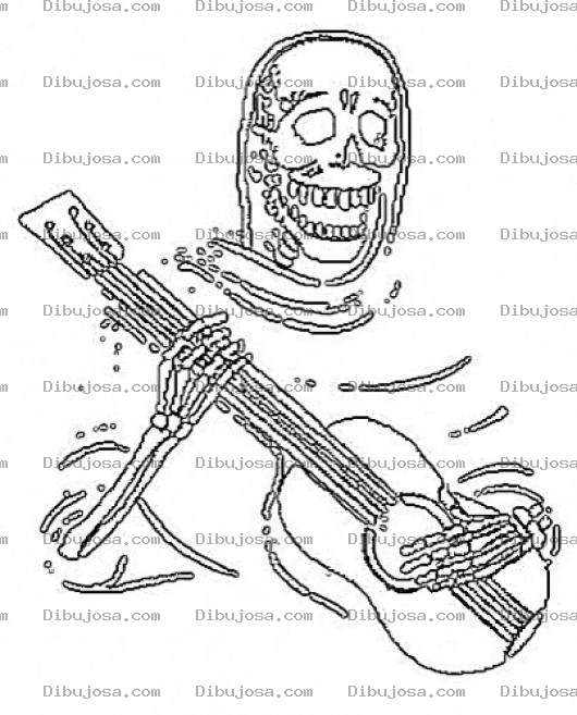 Dibujo para colorear Dibujo De La Muerte Con Guitarra Para Pintar Y Colorear Calavera Cantante