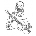 Dibujo para colorear Dibujo De La Muerte Con Guitarra Para Pintar Y Colorear Calavera Cantante