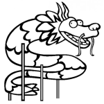 Dibujo para colorear Dibujo De Dragon Chino Marioneta Para Pintar Y Colorear