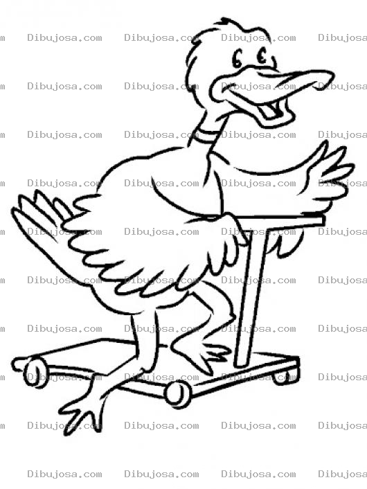 Dibujo para colorear Dibujo De Pato En Patineta Para Pintar Y Colorear Pato En Monopatin