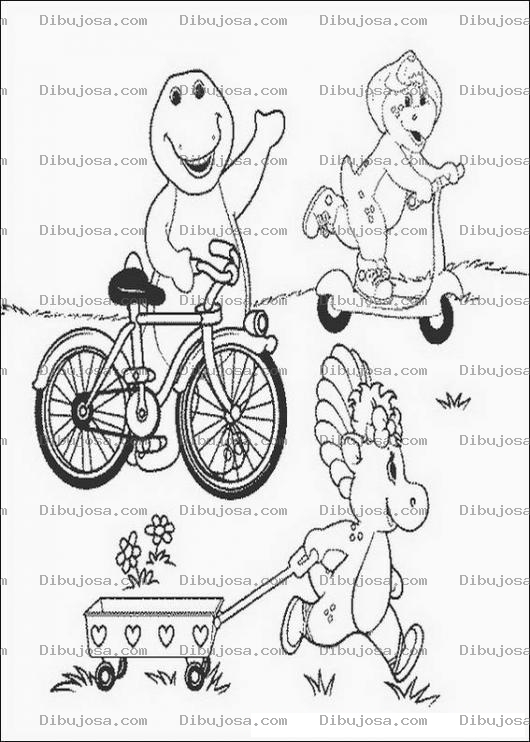 Dibujo para colorear Pintar a Barney en Bicicleta