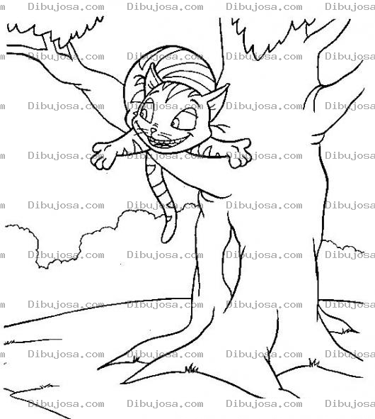 Dibujo para colorear Dibujo De Gatito Subido En Un Arbol Para Pintar Y Colorear Gato En Arbolito
