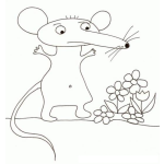 Dibujo para colorear Dibujo De Raton Con Flores Para Pintar Y Colorear
